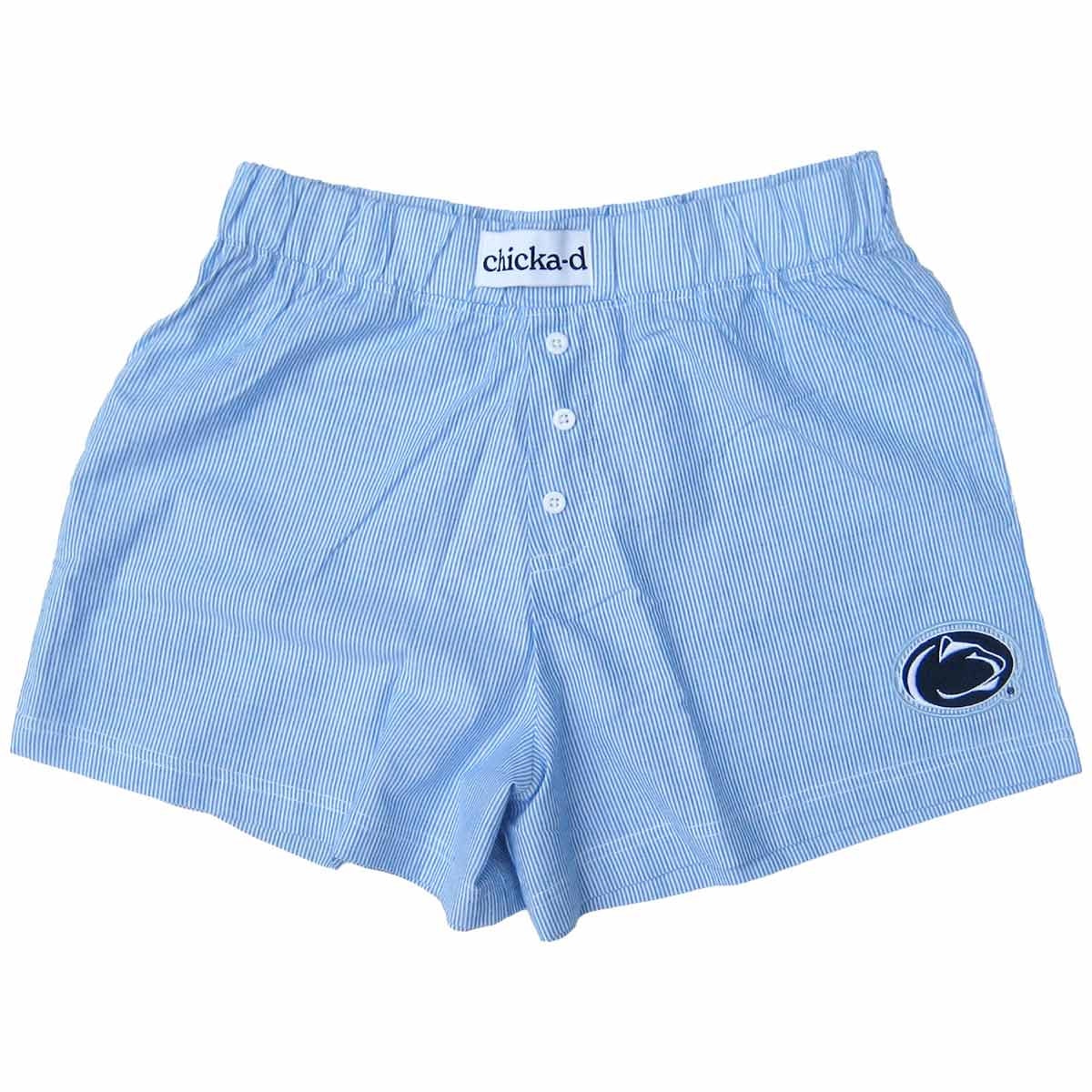 women's striped pj boxer shorts with Penn State Athletic Logo